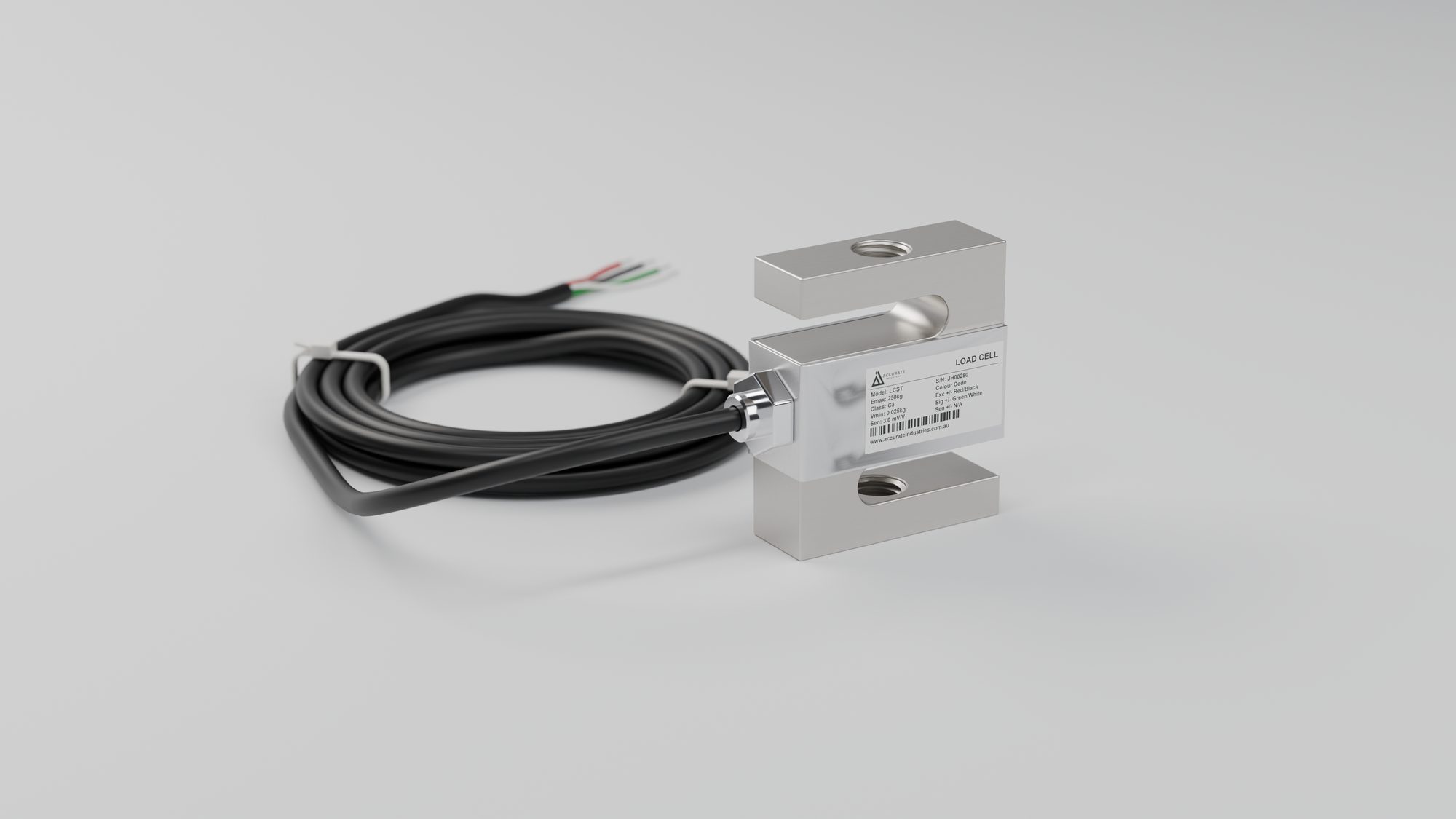 Accurate Industries stainless steel S-type belt weigher load cell with coiled cable