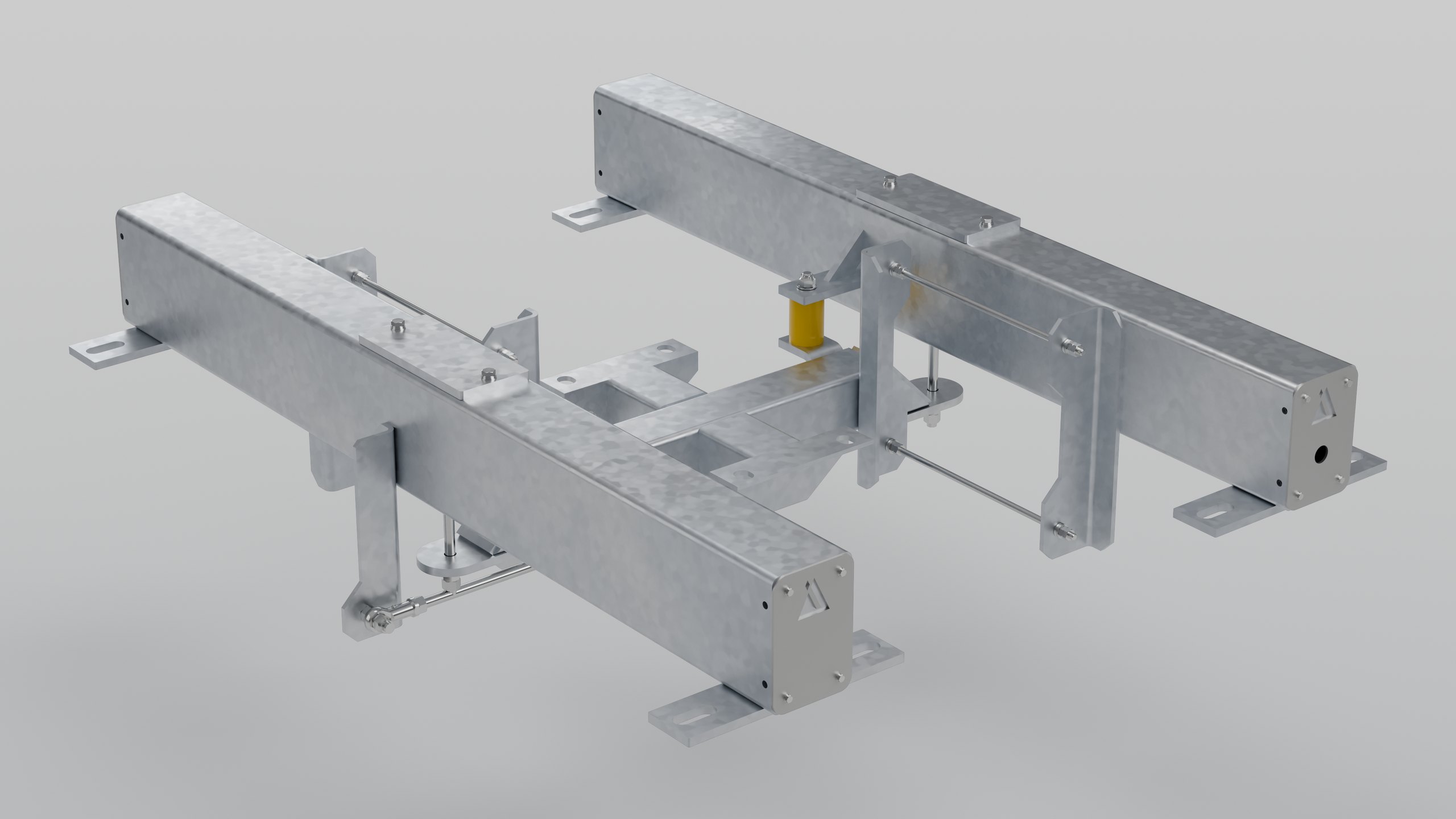 PBW2-1 weigh frame as supplied, galvanised, shipping tubes fitted