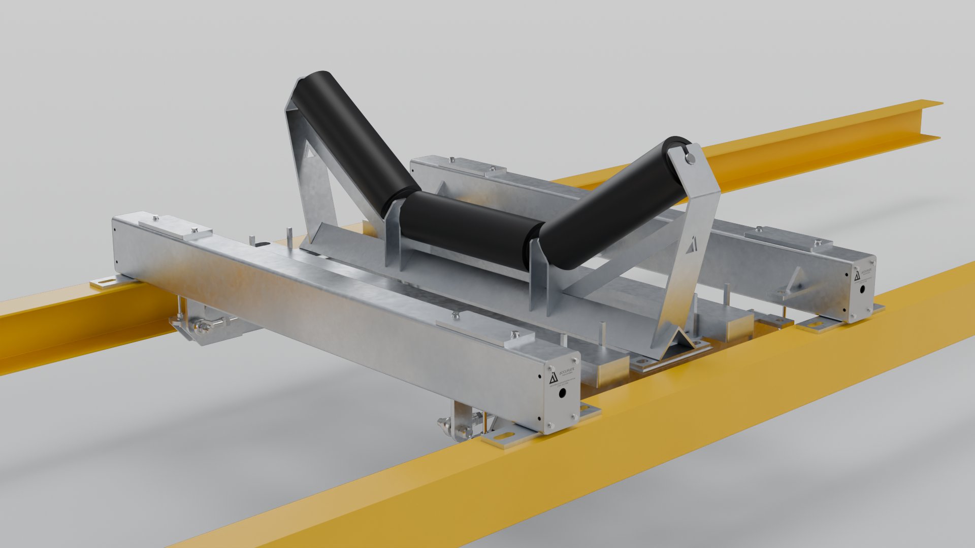 PBW4-1 weigh frame on conveyor stringers, close-up
