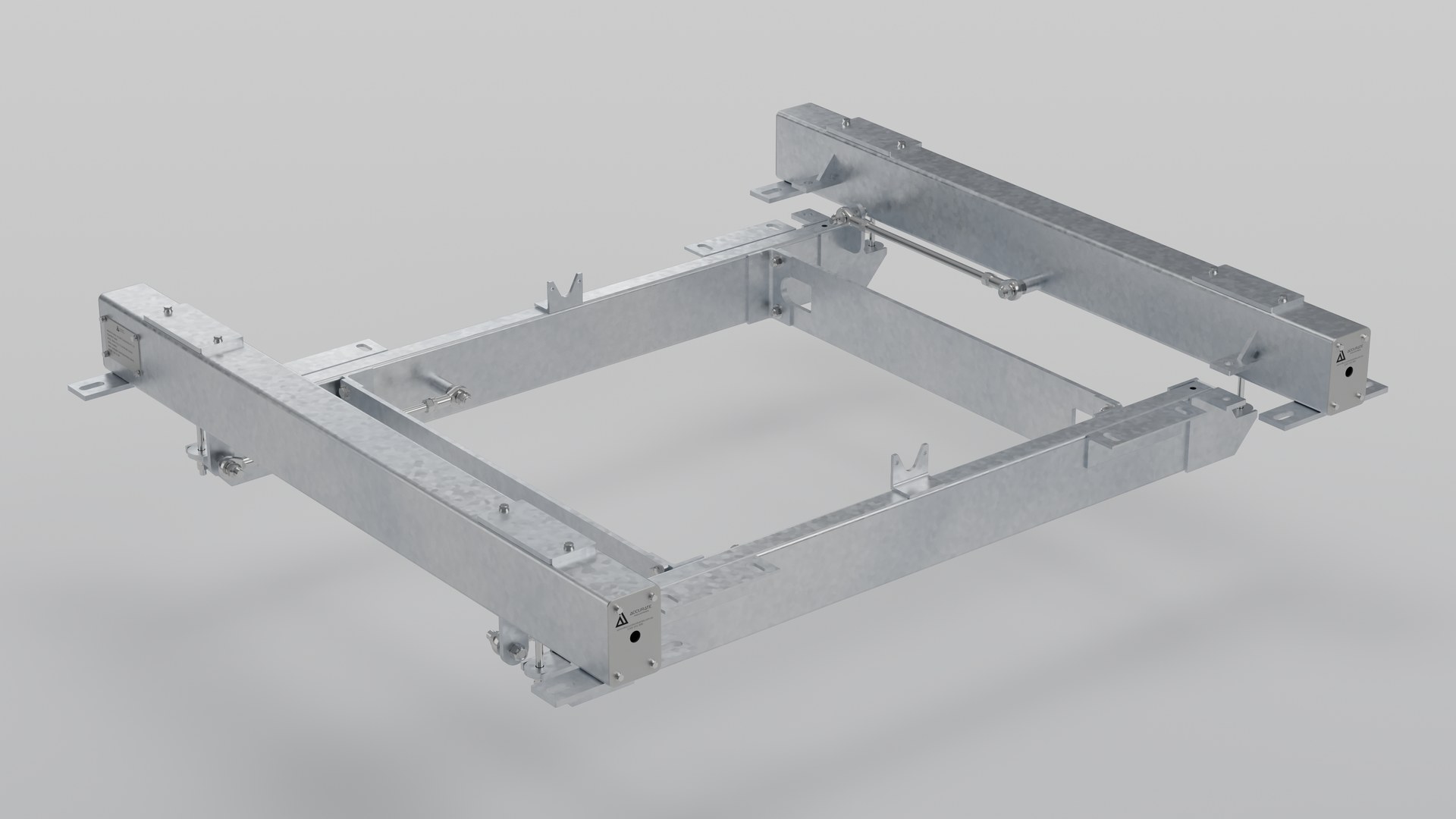 PBW4-2 galvanised weigh frame bolted between conveyor stringers