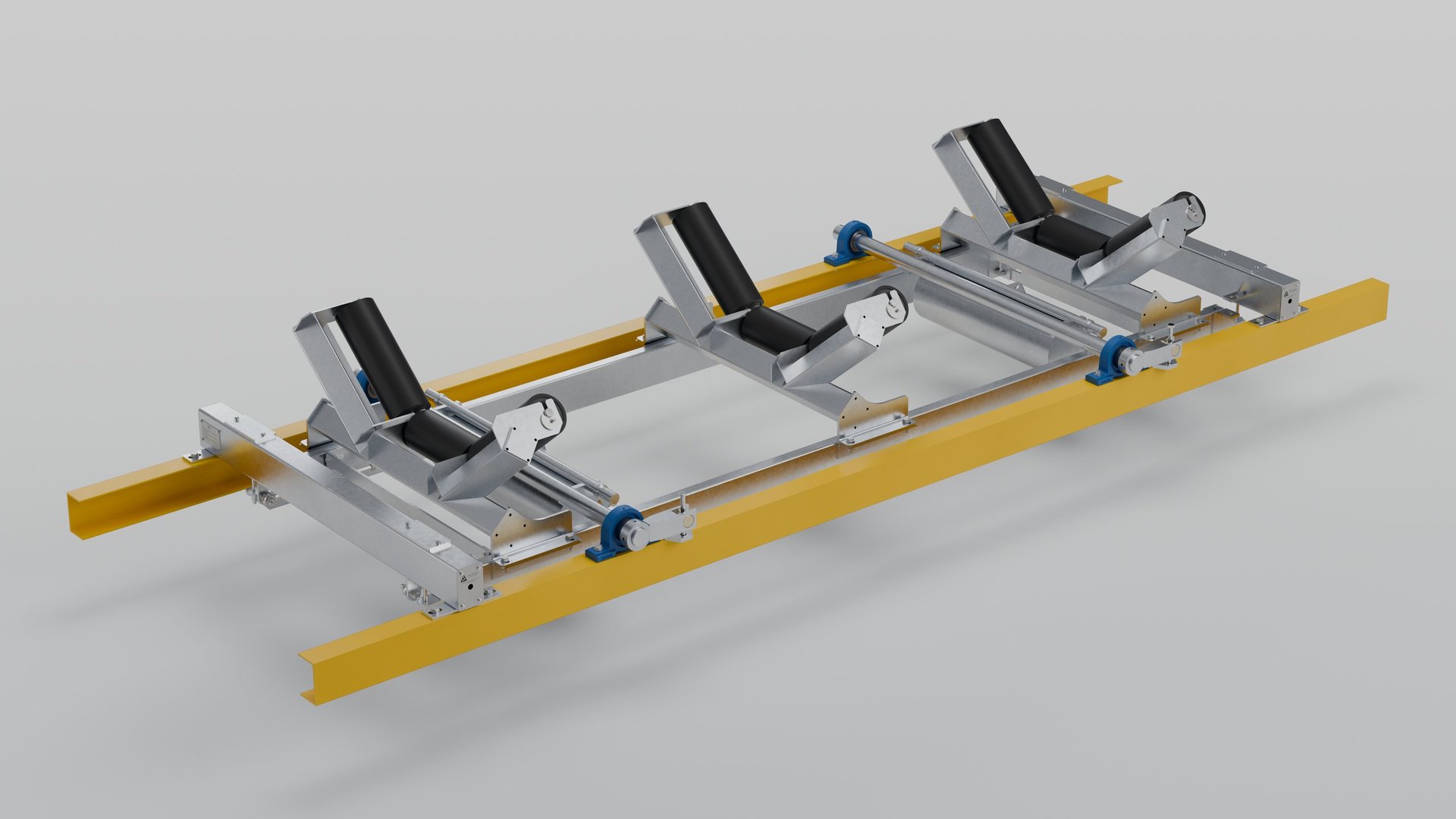 PBW4-3 weigh frame with three weigh idlers on conveyor stringers