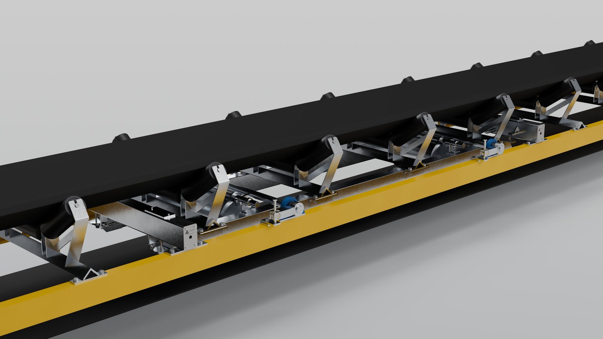 PBW4-4 precision belt weigher, galvanised, four weigh idlers in a conveyor