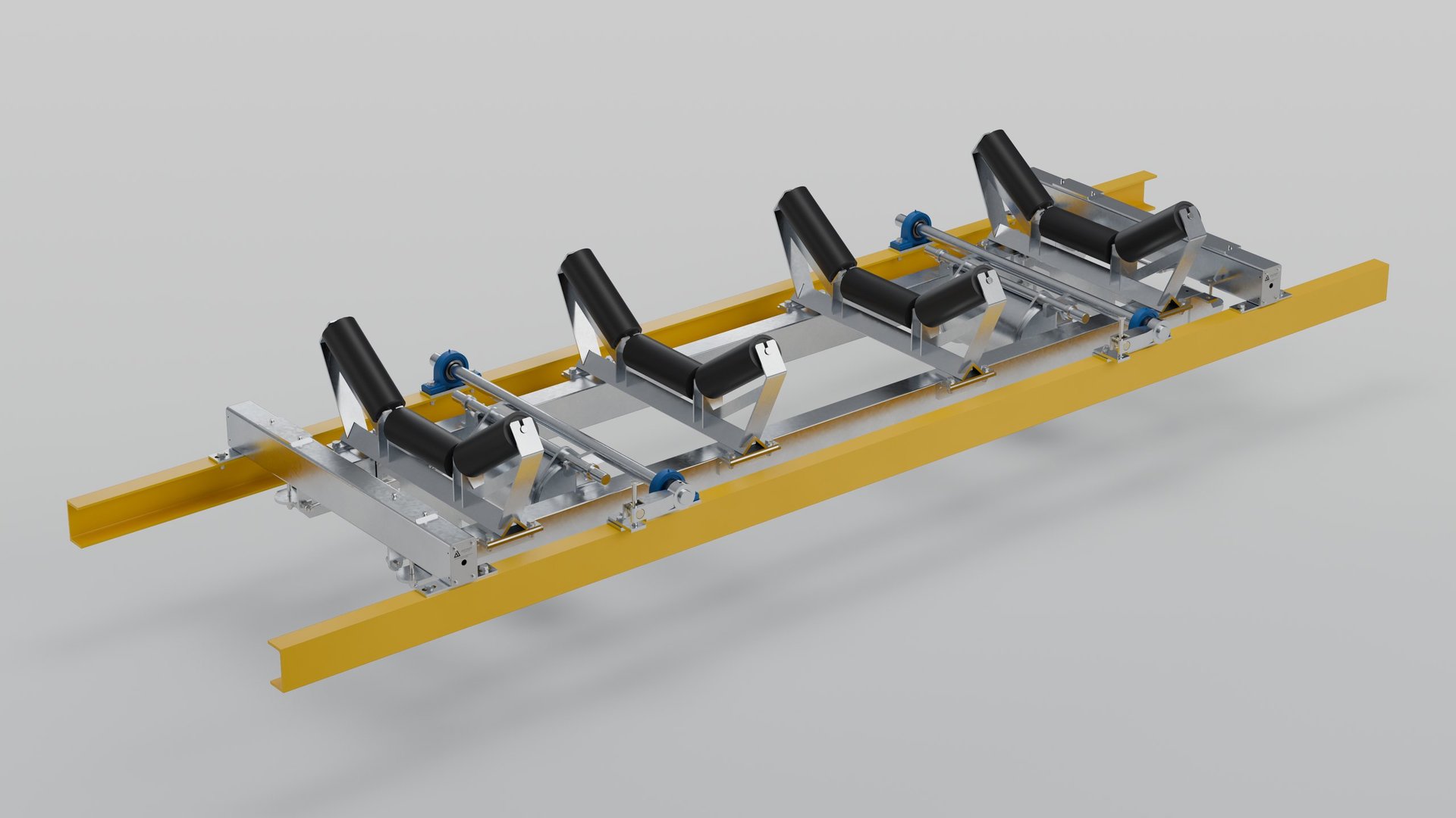 PBW4-4 weigh frame with four weigh idlers on conveyor stringers