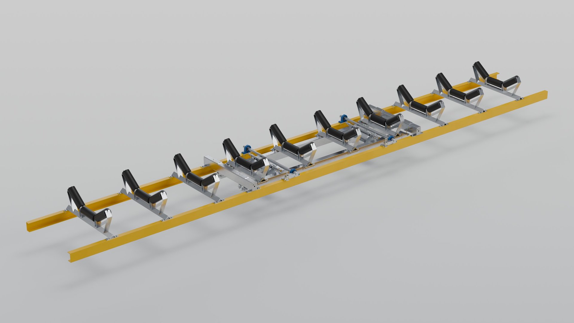 PBW4-4 belt weigher with off-scale idlers either side on conveyor stringers