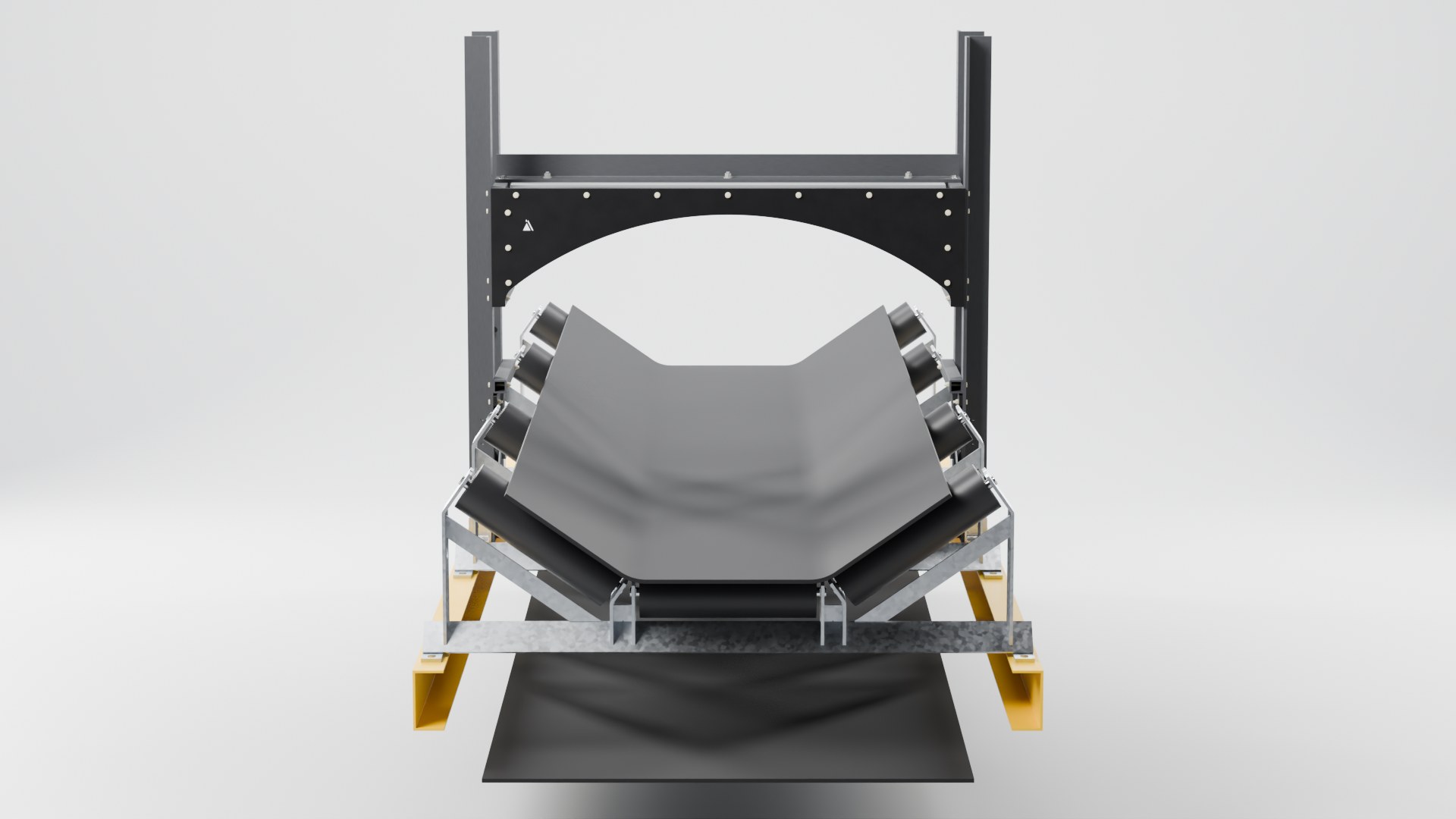Looking along the belt through the detector