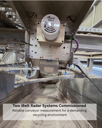 indurad radar equipment mounted above the conveyor at Accurate Industries' Sydney recycling project